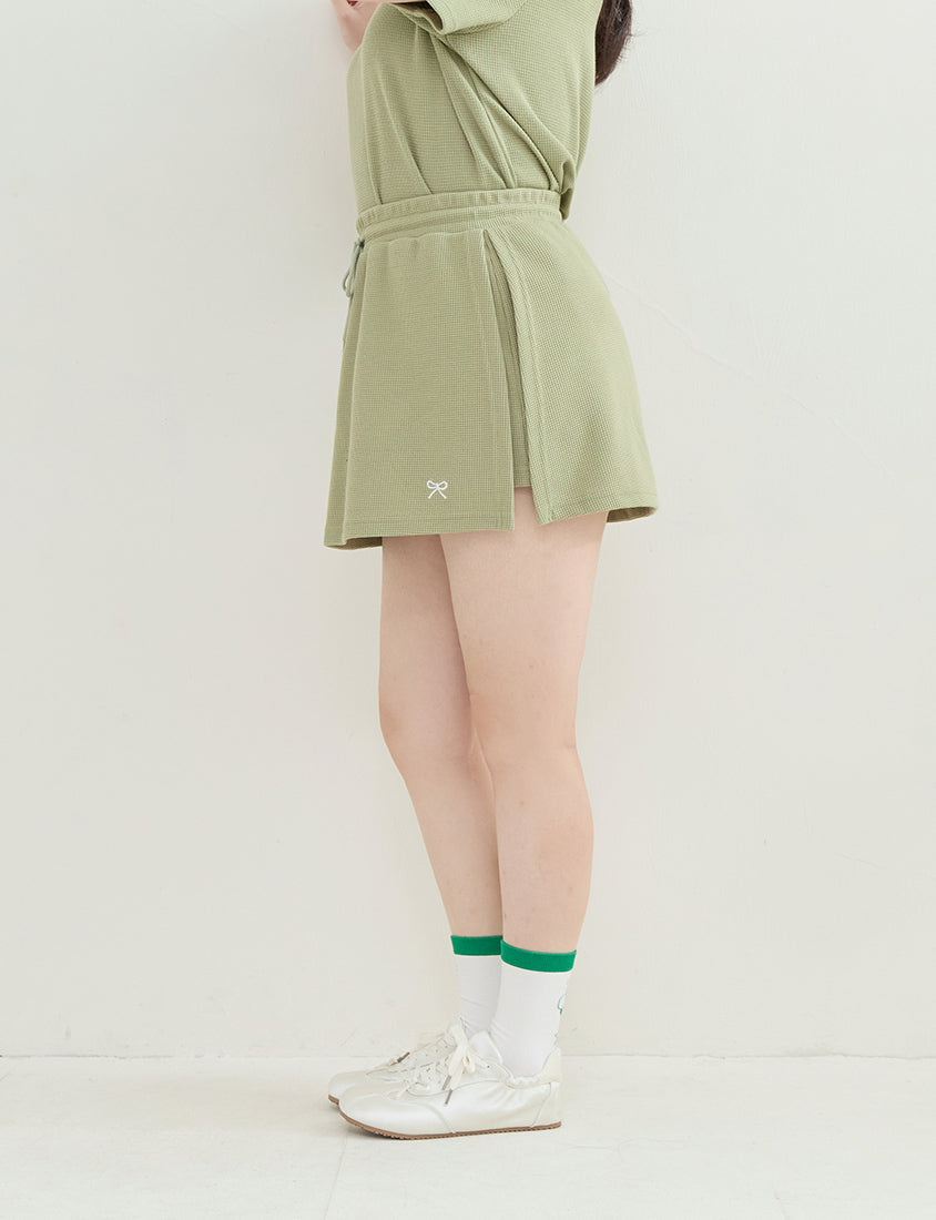 Waffle Knit Butterfly Embroidered Plus Size Skort