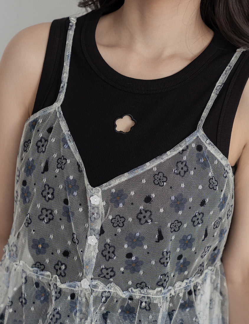 Pop Art Floral Adjustable Plus Size Layering Vest