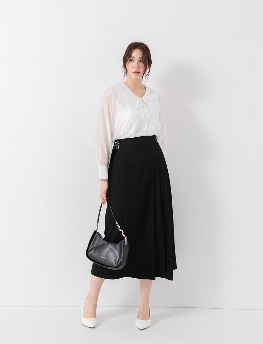 MISS. Tailored Pleated Suit Plus Size Maxi Skirt