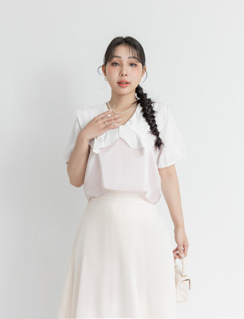 MISS. Ruffle Collar Chiffon Plus Size Shirt
