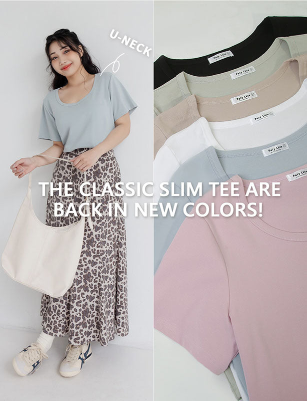 U-Neck Multicolor Plus Size Comfy Slim Tee