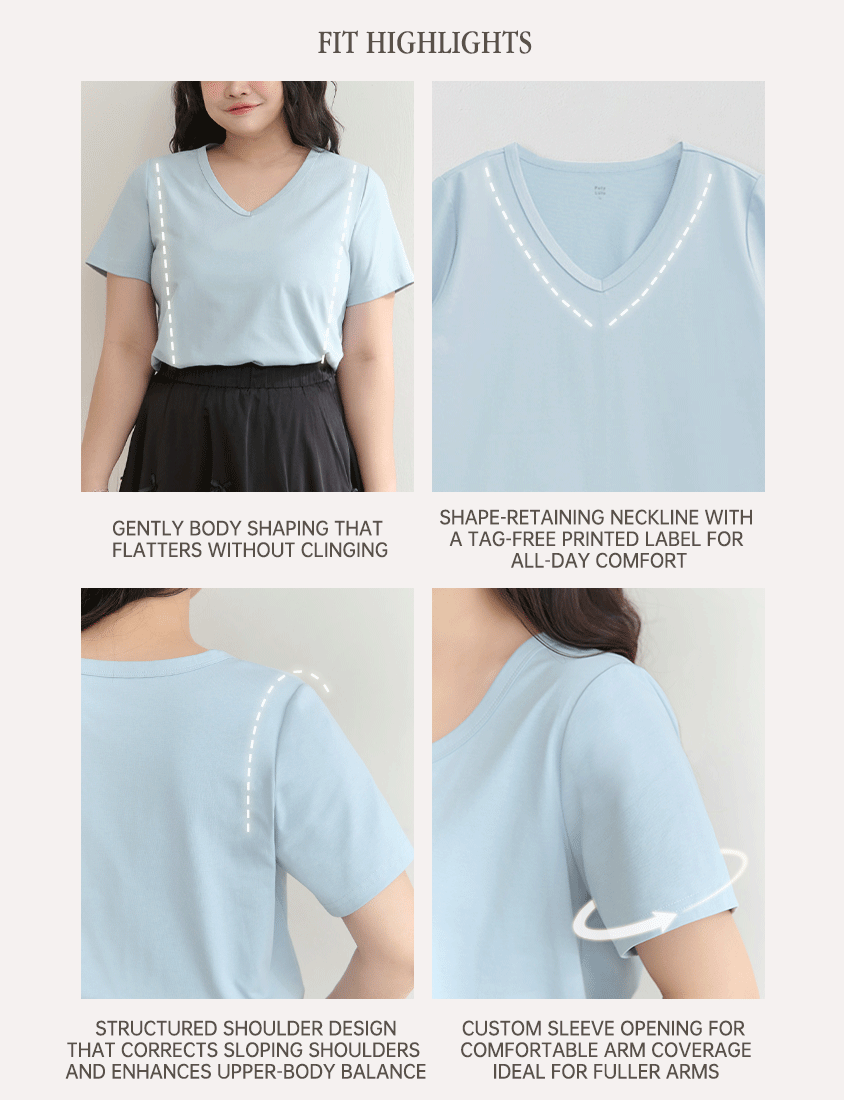 Upgraded 2.0! V-Neck Plus Size Slim Tee