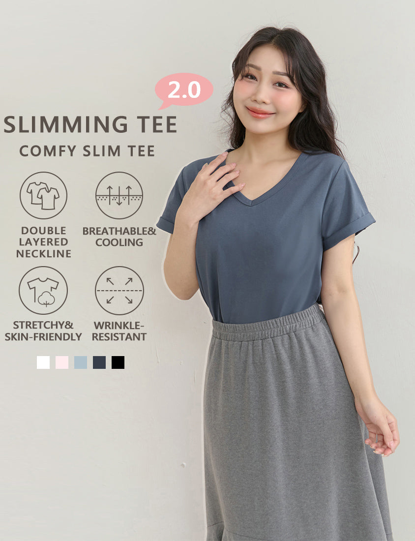 Upgraded 2.0! V-Neck Plus Size Slim Tee