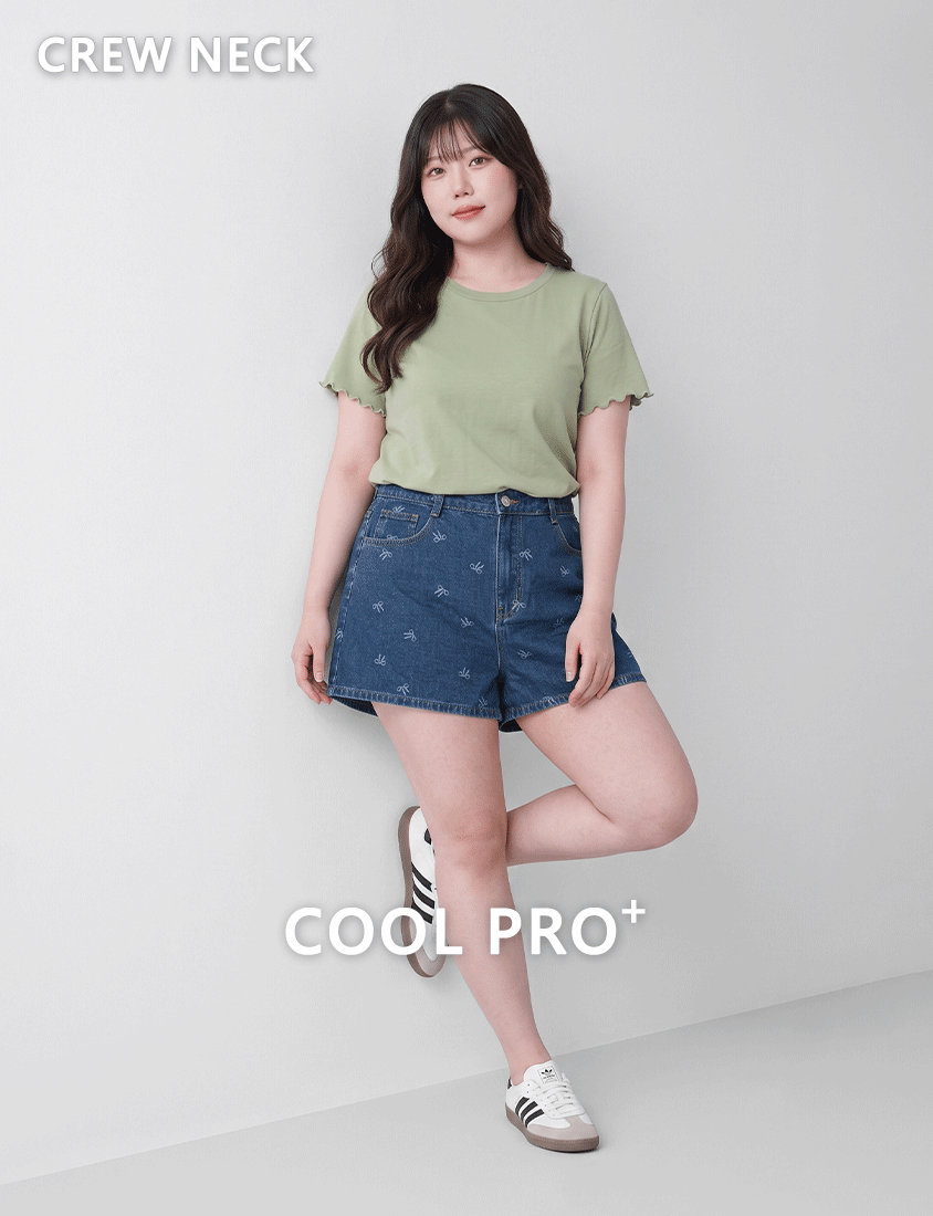 (Crew Neck) Zero Sweat Mark Cooling Plus Size Tee