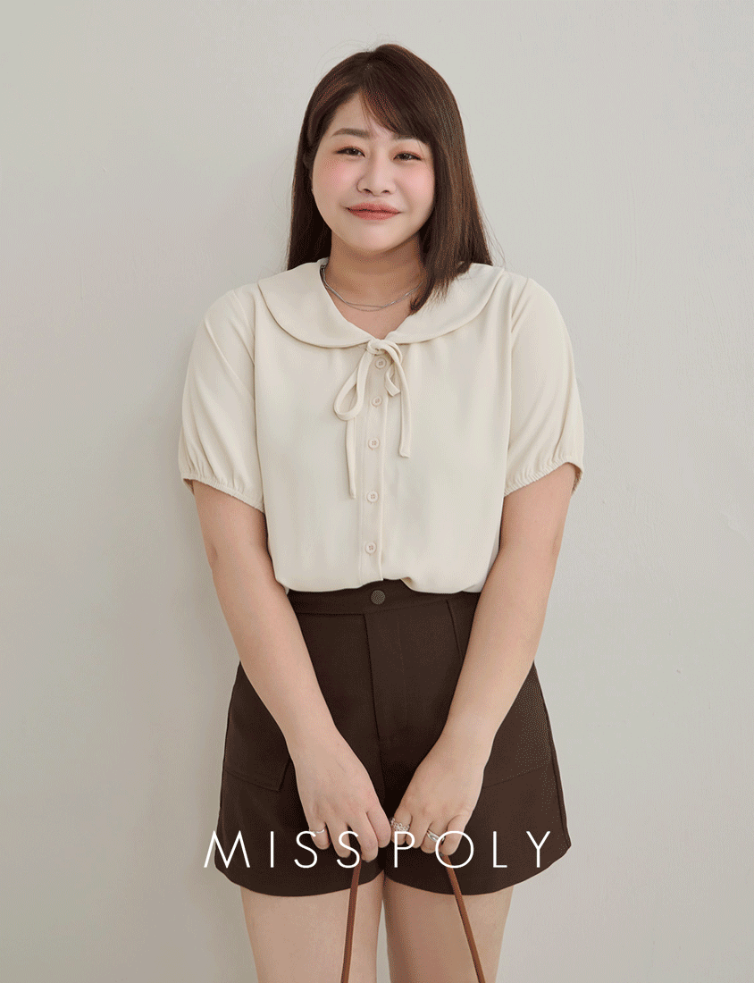 MISS. Silky Cool Wrinkle-Resistant Tie-Front Plus Size Collar Shirt