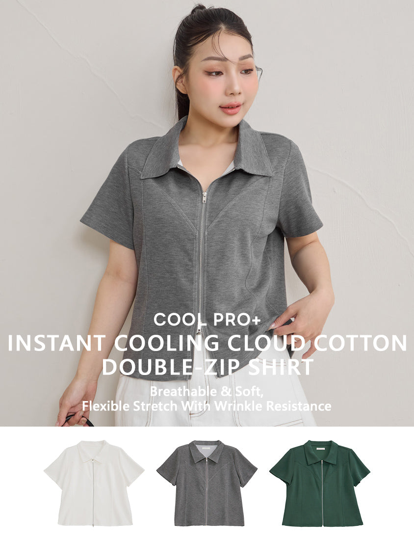 Instant Cool Cloud Cotton Double Zip Plus Size Shirt