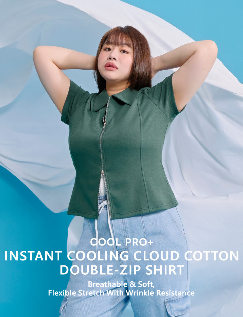 Instant Cool Cloud Cotton Double Zip Plus Size Shirt
