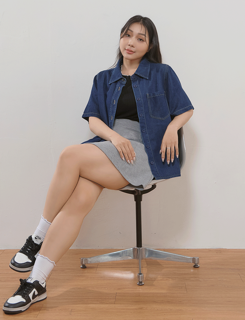 Cooling Tencel Silky Denim Plus Size Shirt