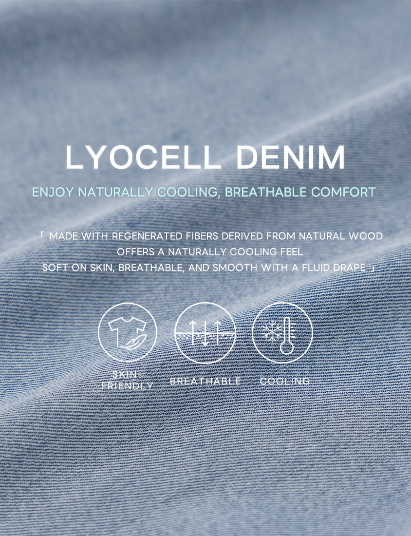 Lyocell Cooling 2-Way Denim Plus Size Shirt