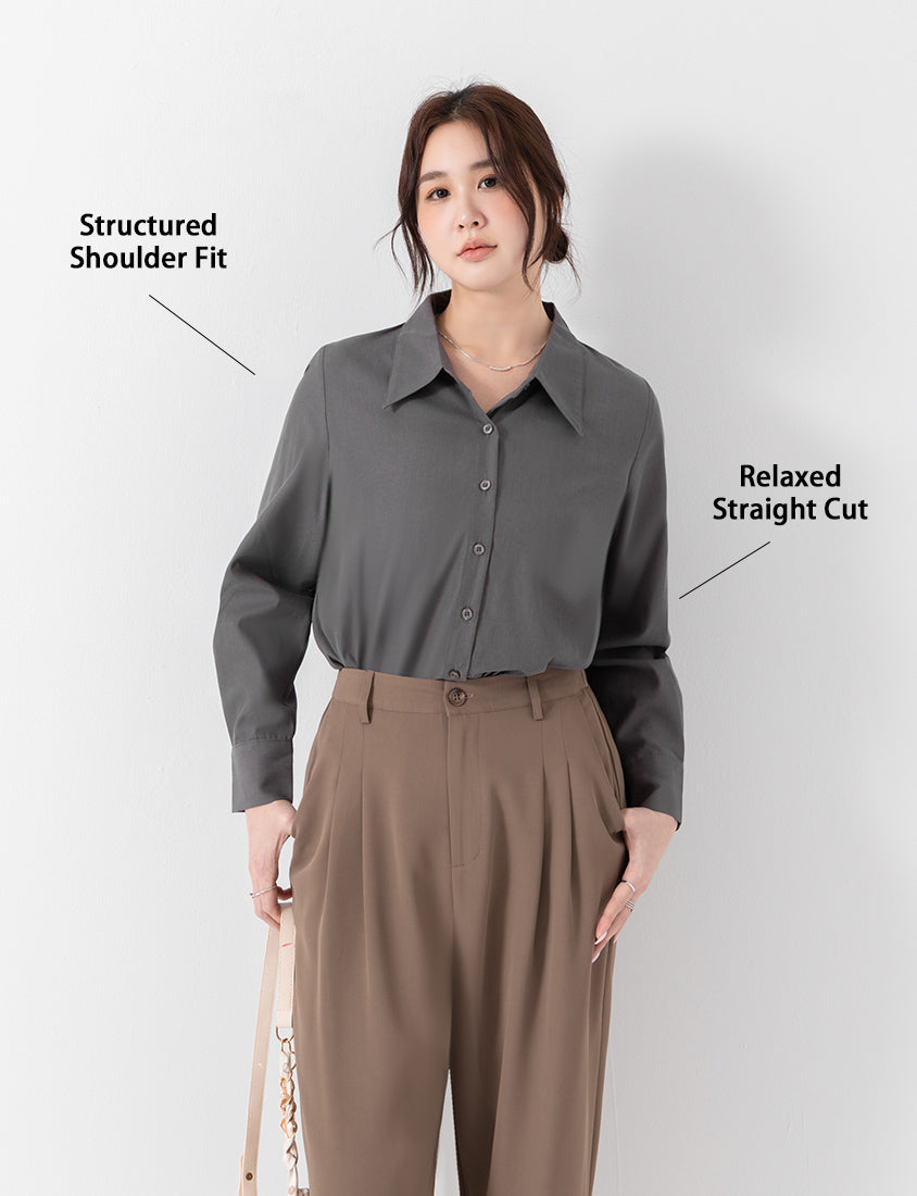 MISS. Minimal Breathable Lyocell Long Sleeve Plus Size Shirt