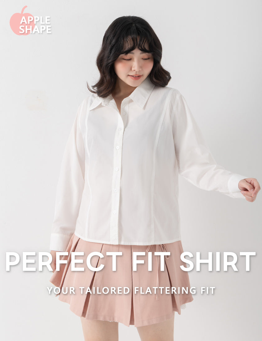 Apple-Shaped Friendly! Perfect Fit Seamed Versatile Plus Size Shirt