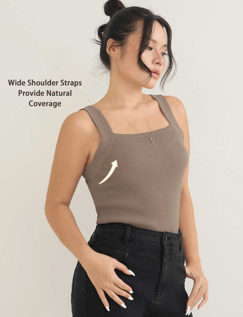 Zero Armpit Bulges Slimming Square Neck Knit Plus Size Tank Top