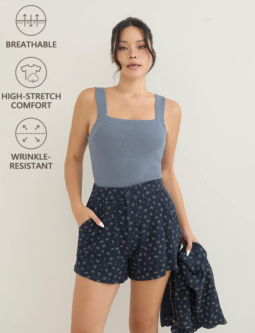 Zero Armpit Bulges Slimming Square Neck Knit Plus Size Tank Top