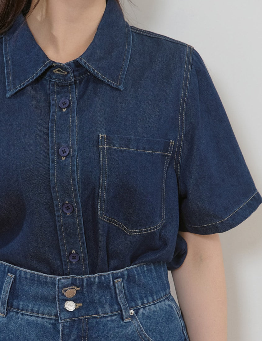 Cooling Tencel Silky Denim Plus Size Shirt