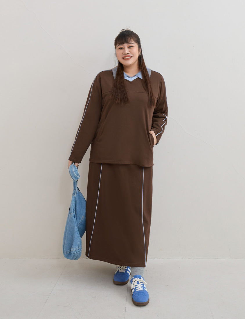 American Sporty Colorblock Oversized Long Sleeve Top (Unisex)