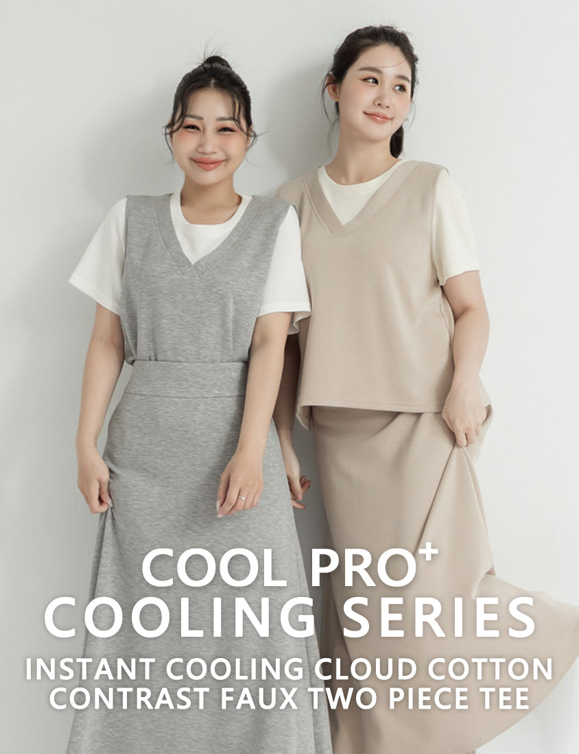 Instant Icy Cooling Cloud Cotton Faux Two Piece Plus Size Tee