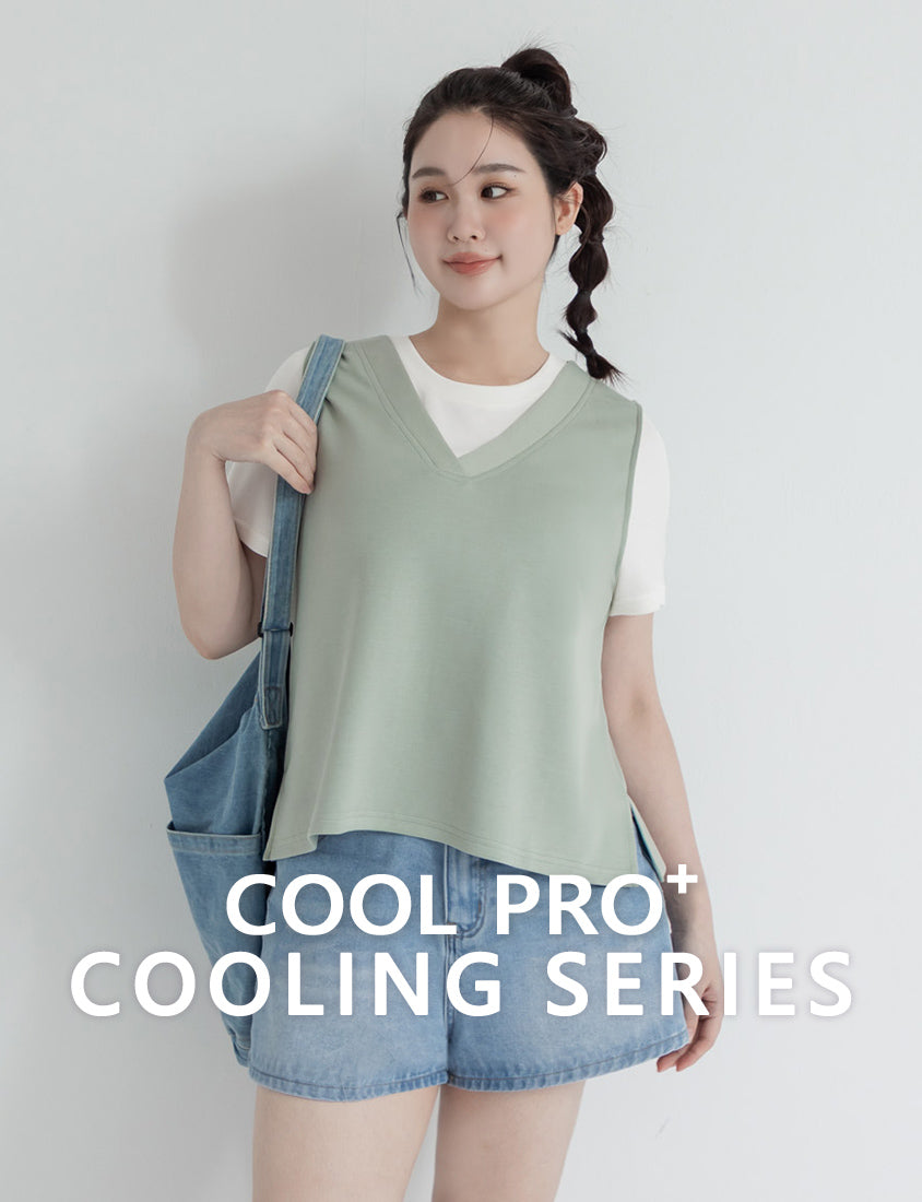 Instant Icy Cooling Cloud Cotton Faux Two Piece Plus Size Tee