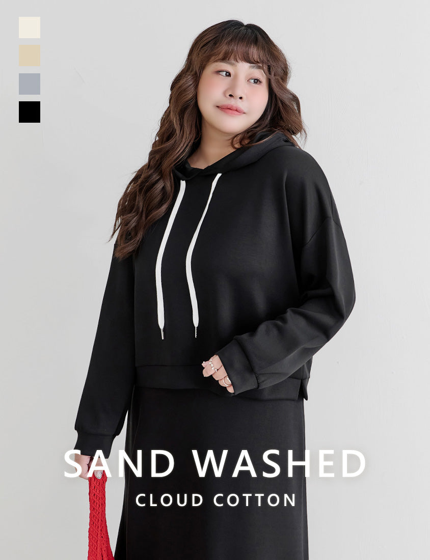 Cloud Cotton Multi-Color Cropped Plus Size Hoodie