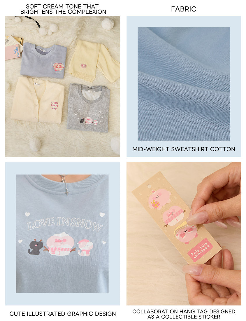Winter Heart Print Plus Size Sweatshirt (Little Heart Collab)