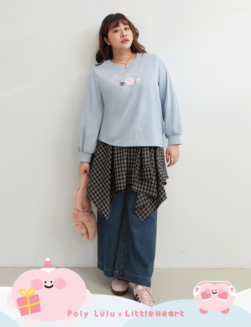 Winter Heart Print Plus Size Sweatshirt (Little Heart Collab)
