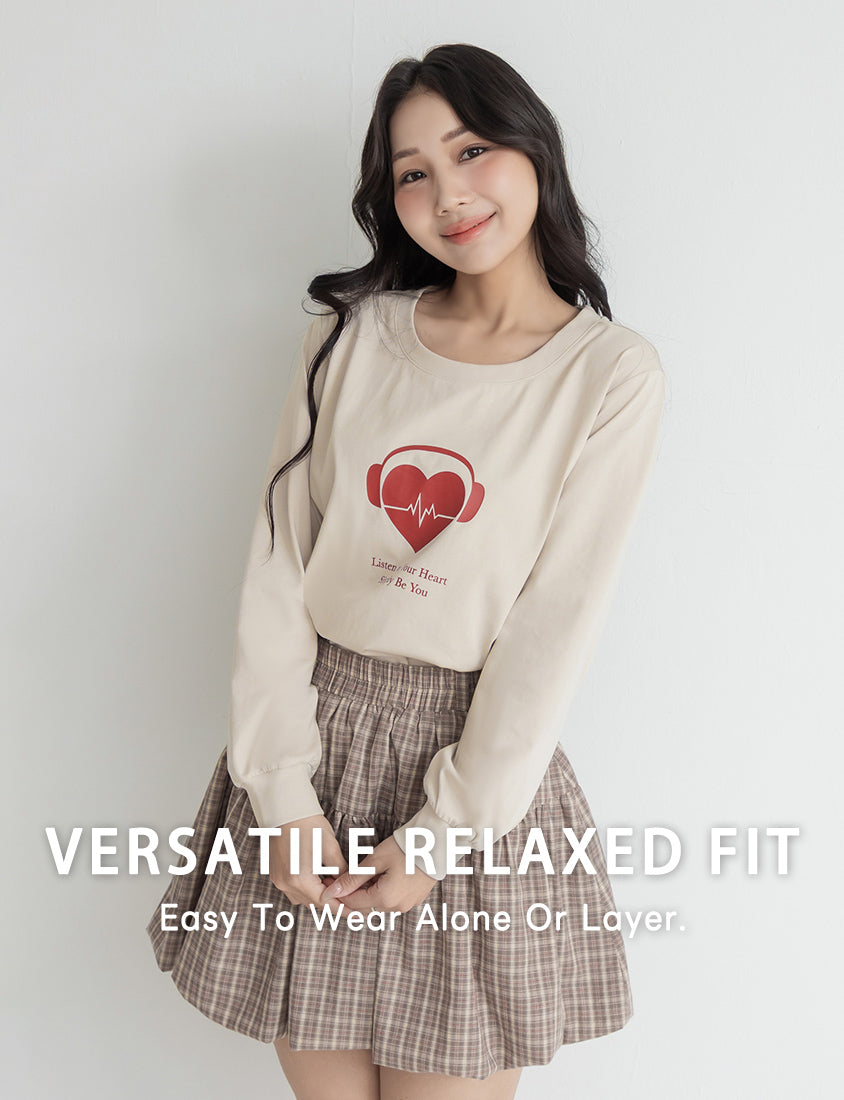 10th Anniversary Heartbeat Graphic Print Plus Size Sweatshirt