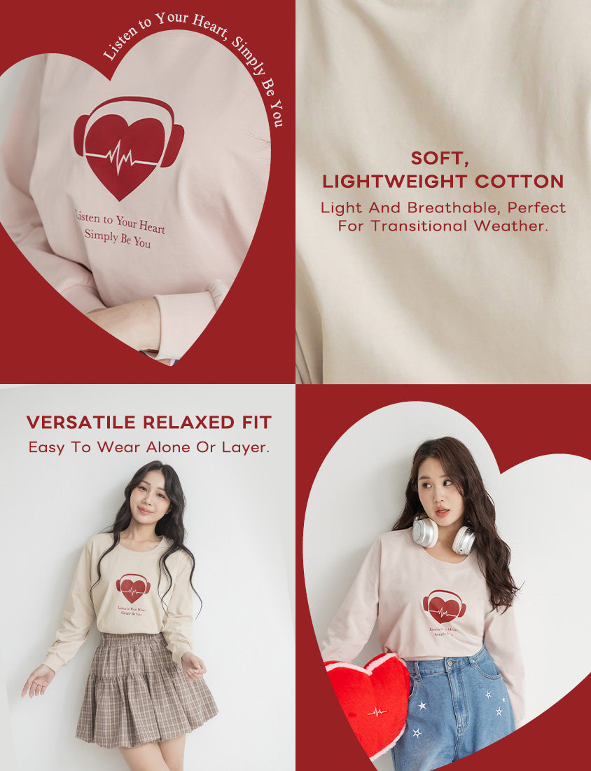 10th Anniversary Heartbeat Graphic Print Plus Size Sweatshirt