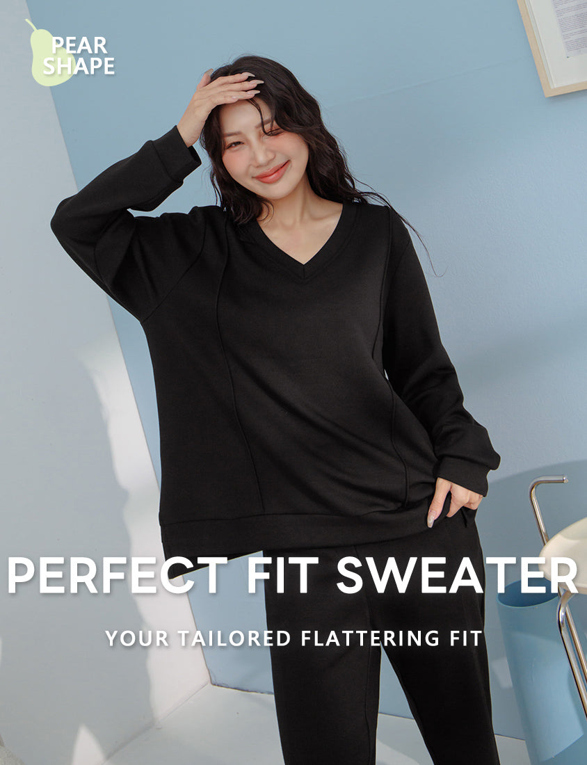 Pear-Shaped Friendly! Perfect Fit Seamed Yogurt Touch Plus Size Sweater