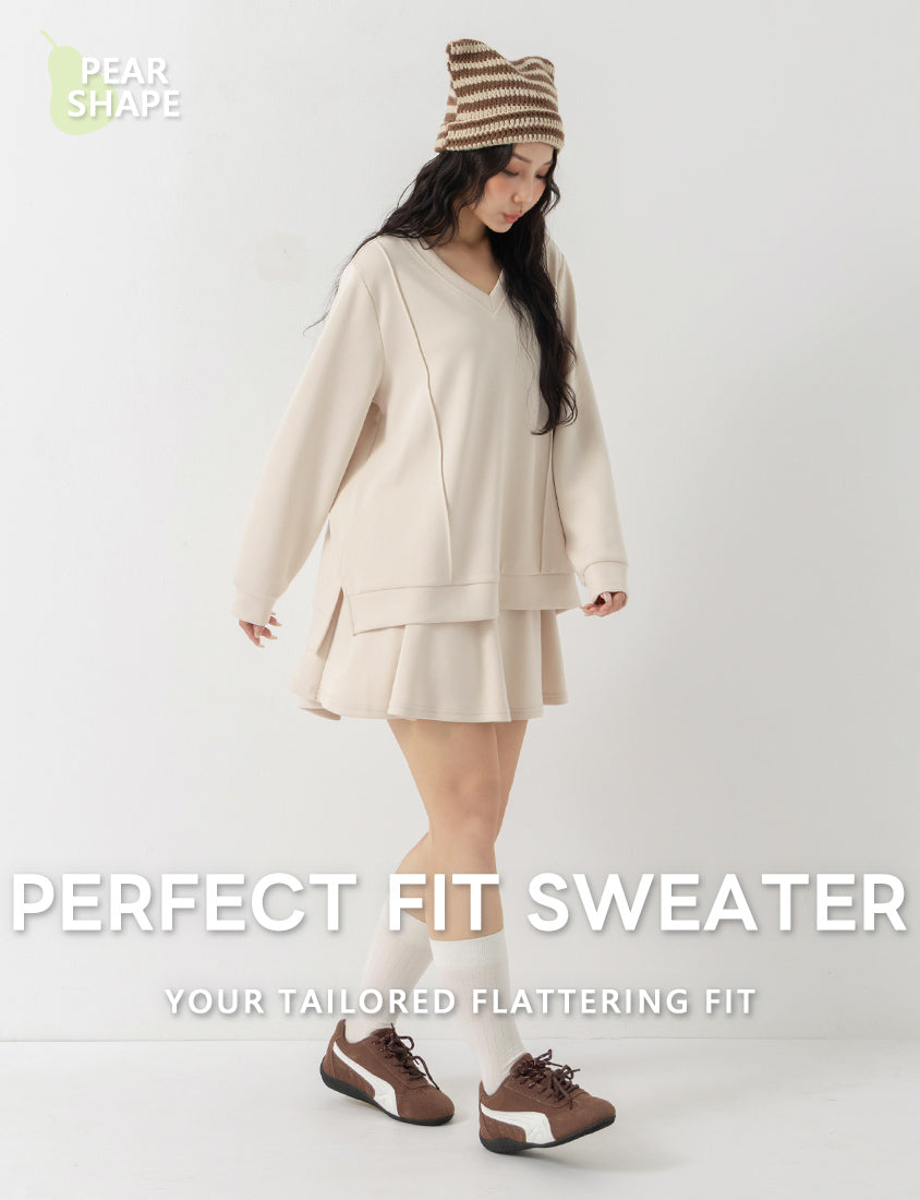 Pear-Shaped Friendly! Perfect Fit Seamed Yogurt Touch Plus Size Sweater