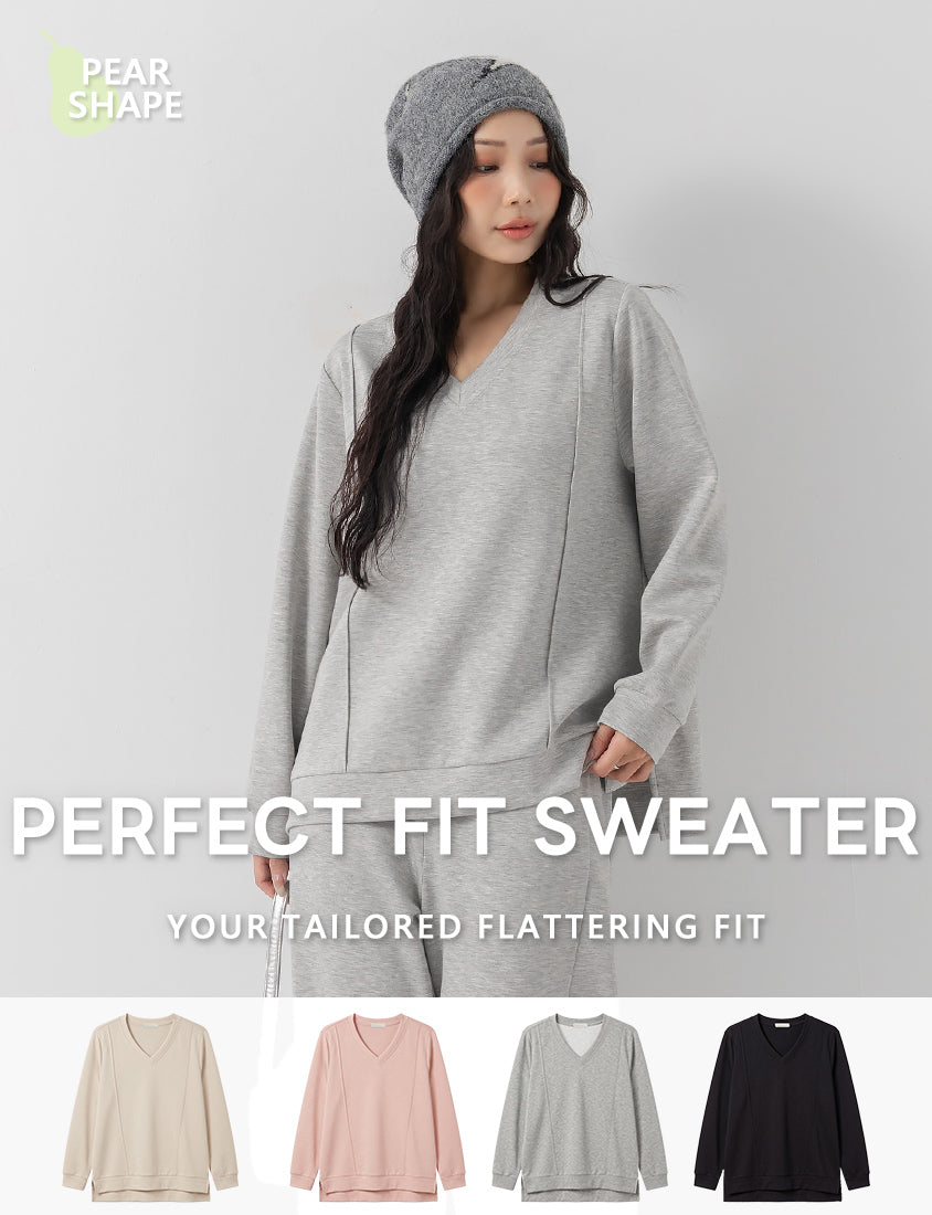 Pear-Shaped Friendly! Perfect Fit Seamed Yogurt Touch Plus Size Sweater