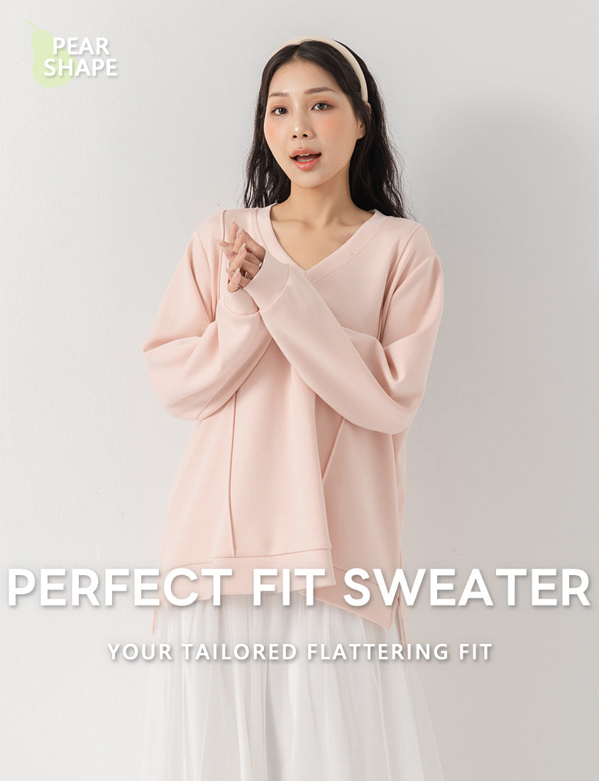 Pear-Shaped Friendly! Perfect Fit Seamed Yogurt Touch Plus Size Sweater