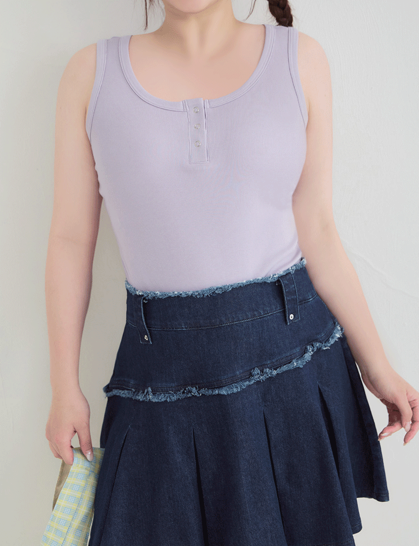 Cooling Lyocell Ribbed Crewneck Plus Size Tank Top