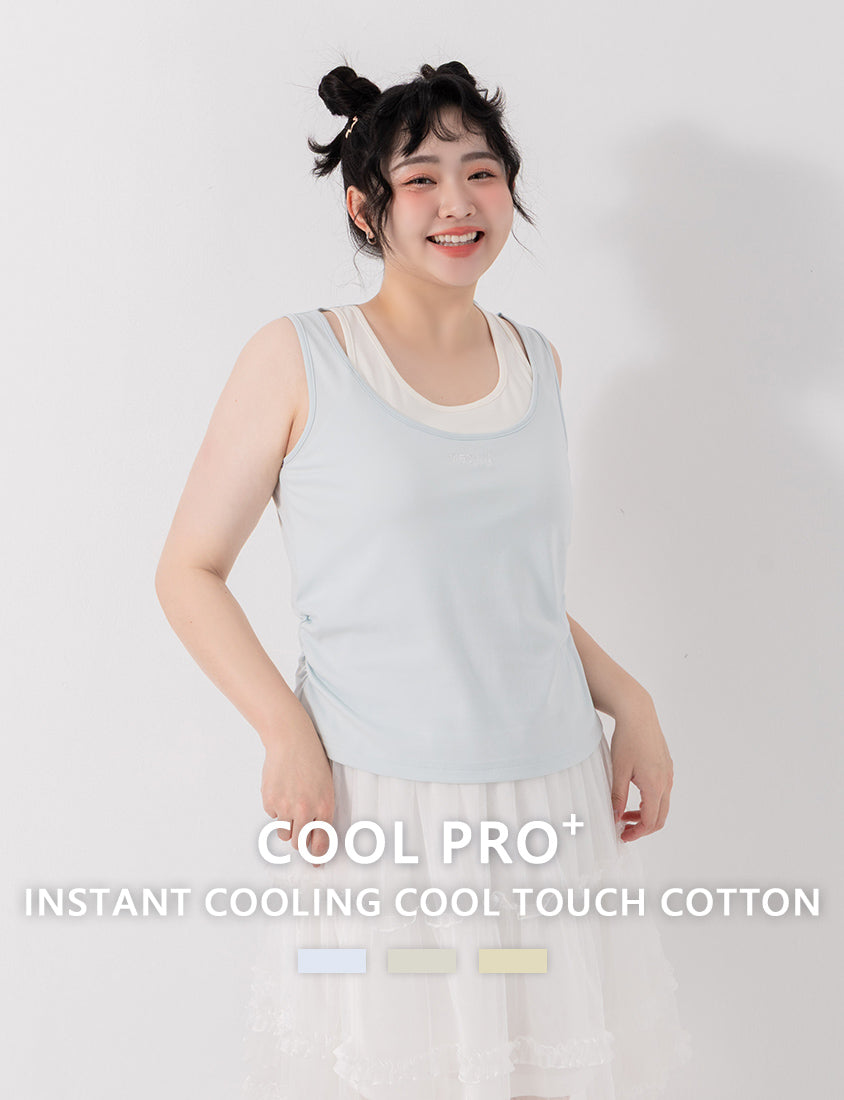 Instant Cooling Cat Paw Embroidered Contrast Plus Size Tank Top