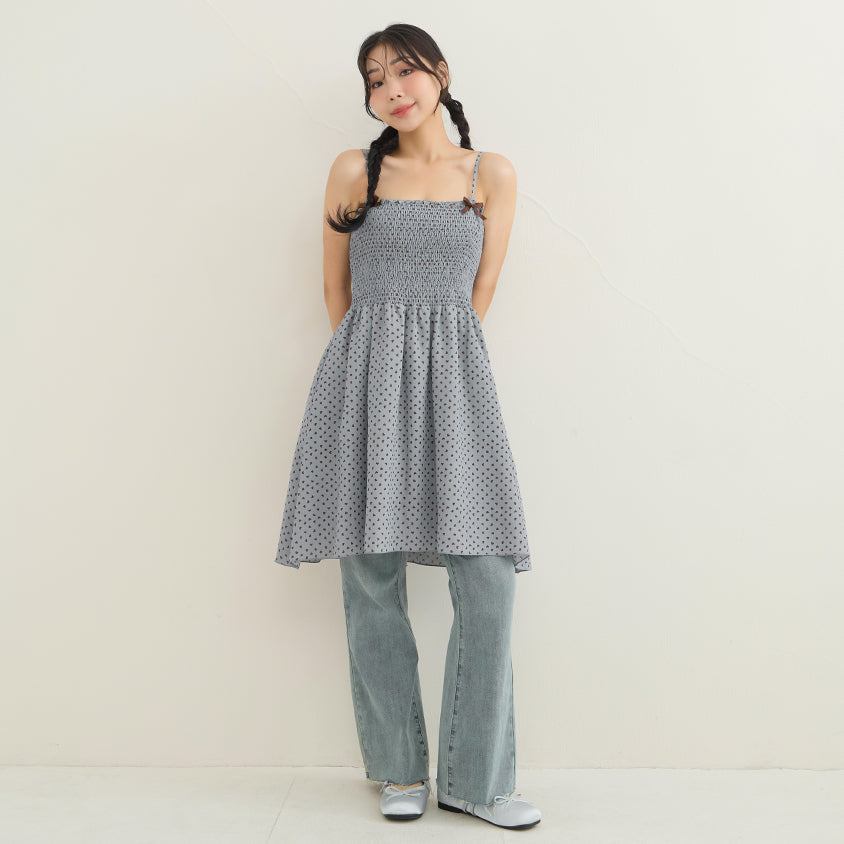 Sweet Contrast Heart Cami Plus Size Mini Dress