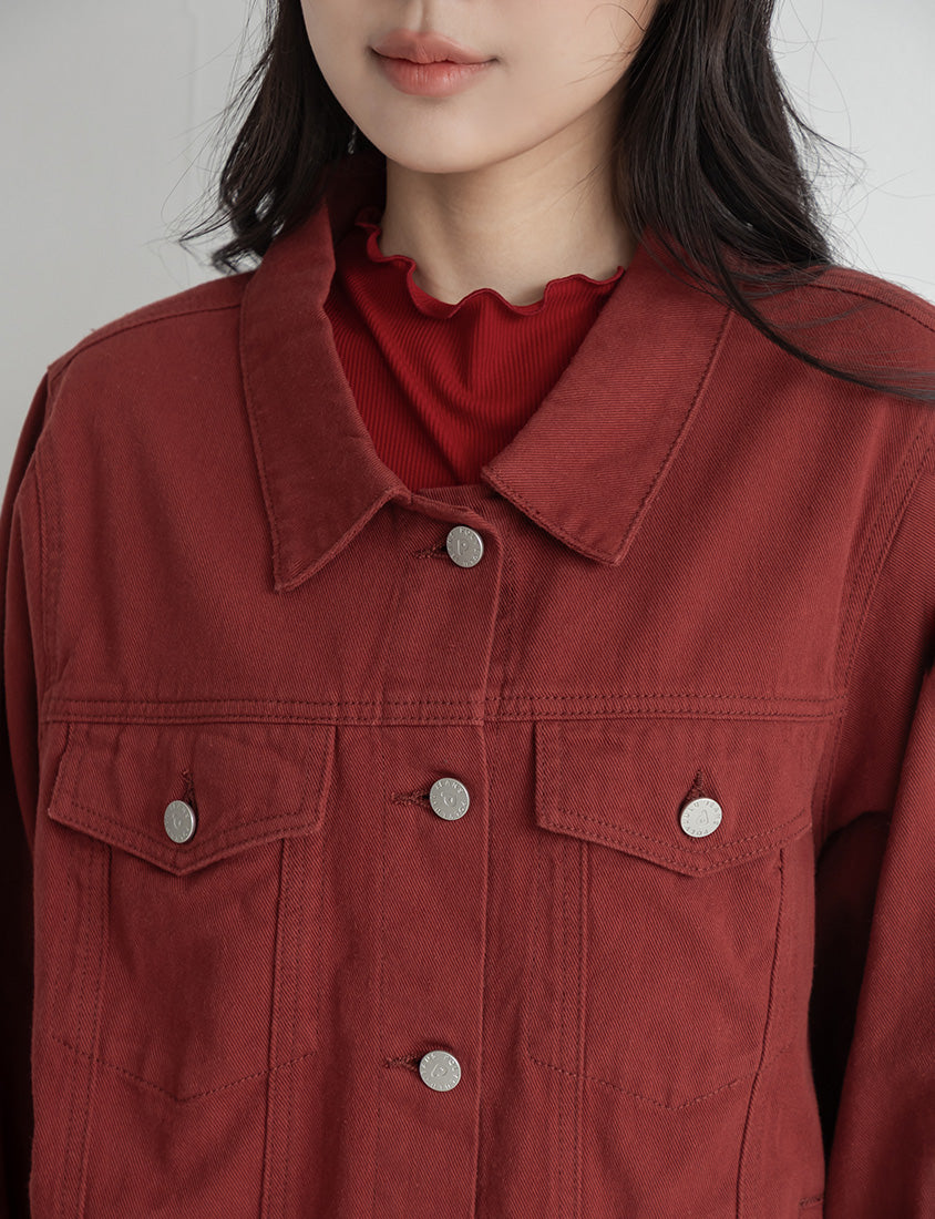 Heartbeat Applique Embroidered Oversized Denim Jacket (Unisex)