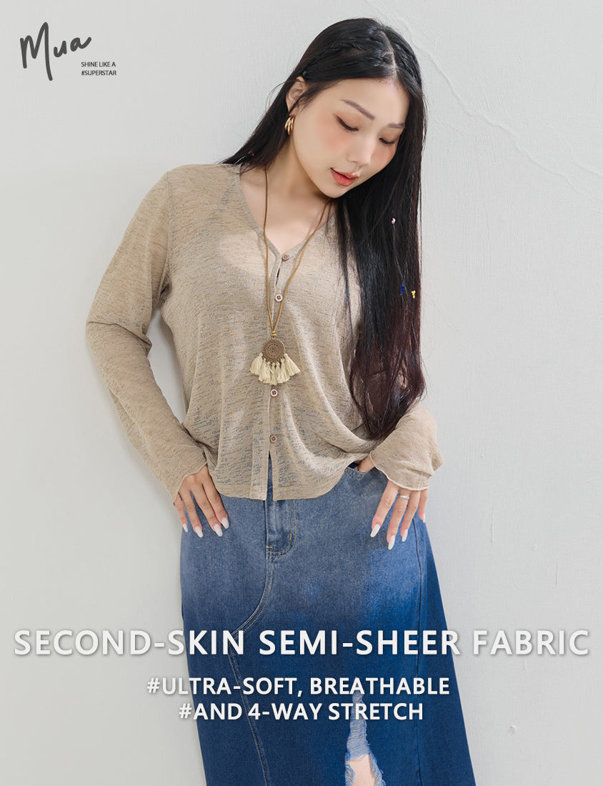 MUA! Textured Sheer Knit Plus Size Cardigan