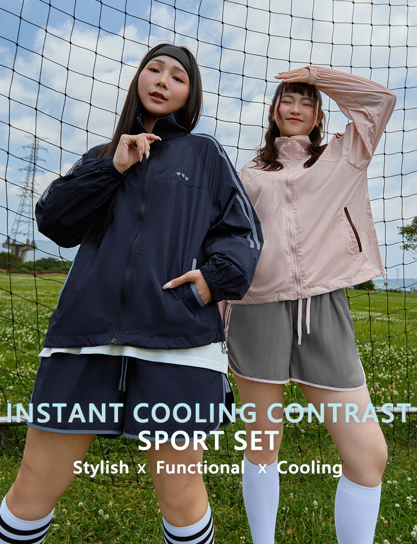 Instant Icy Cooling Contrast Sport Plus Size Jacket