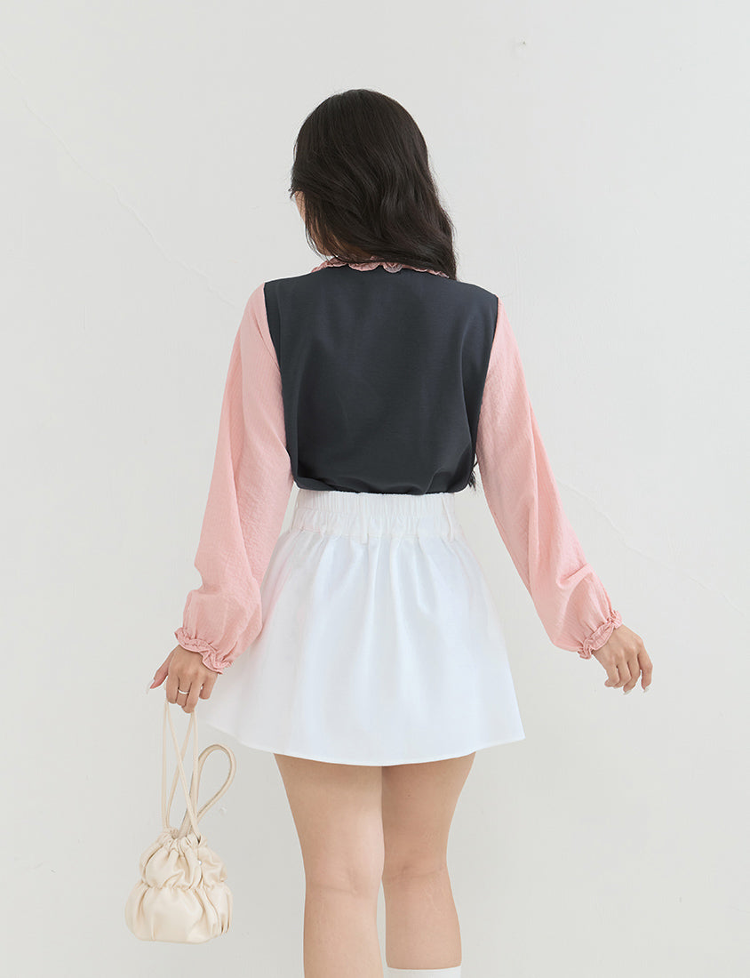 Romantic Ruffle Collar Faux Two Piece Plus Size Top