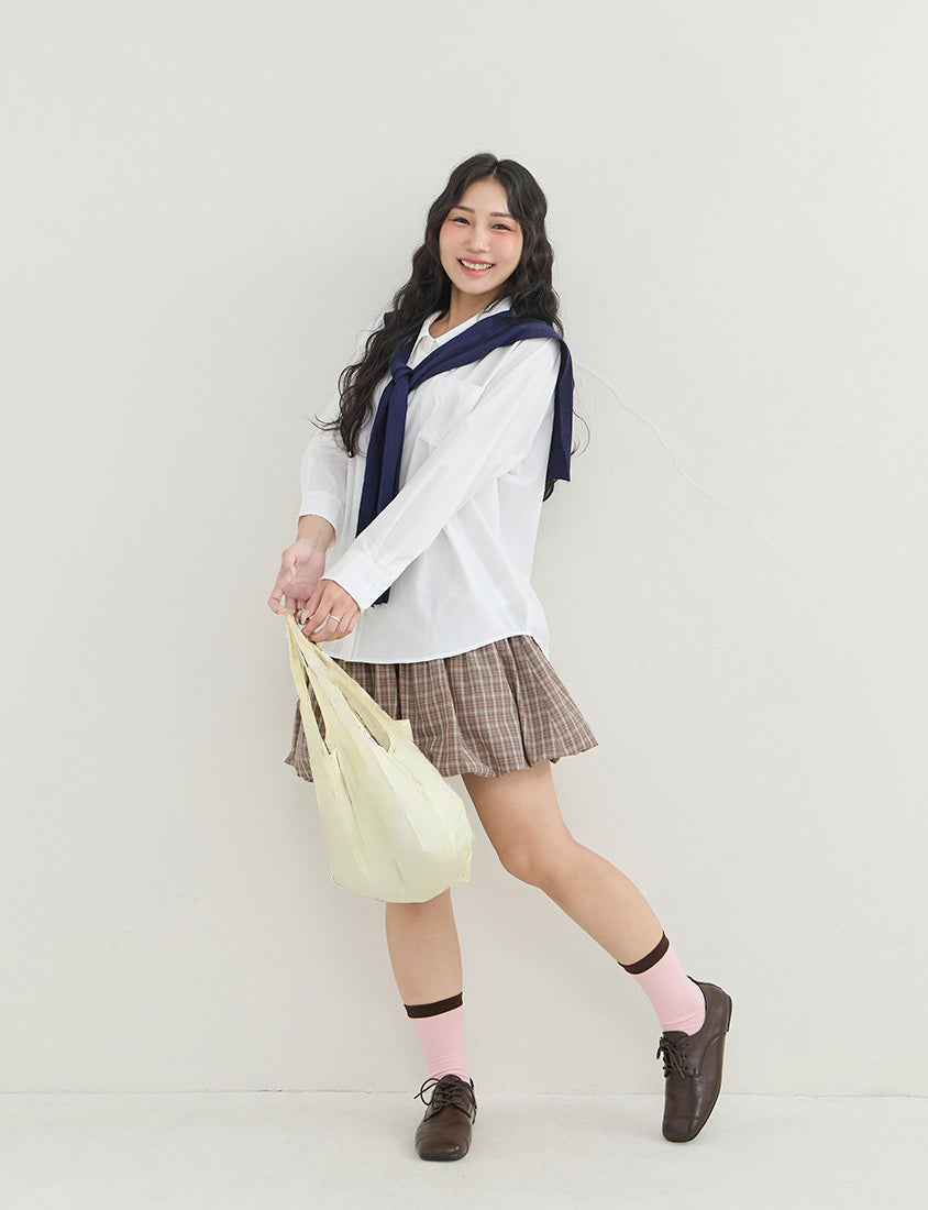 Playful Plaid Balloon Plus Size Mini Skirt