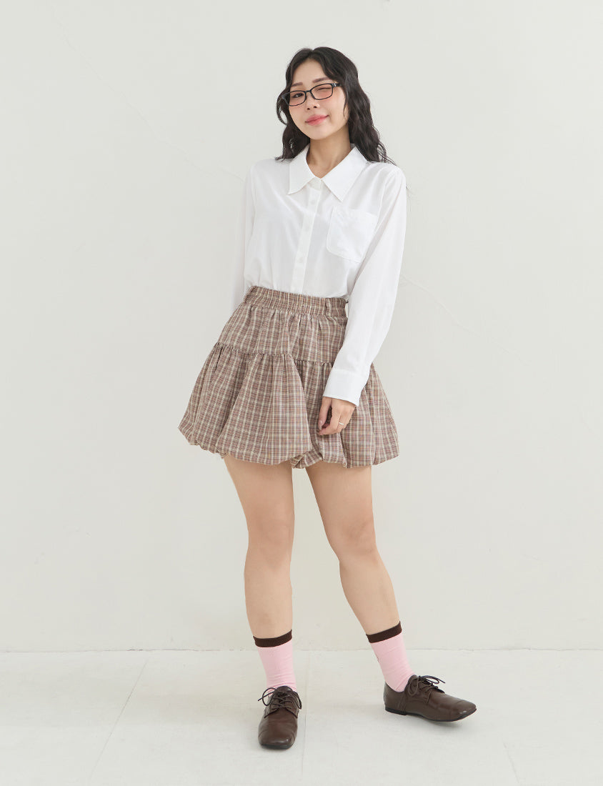 Playful Plaid Balloon Plus Size Mini Skirt