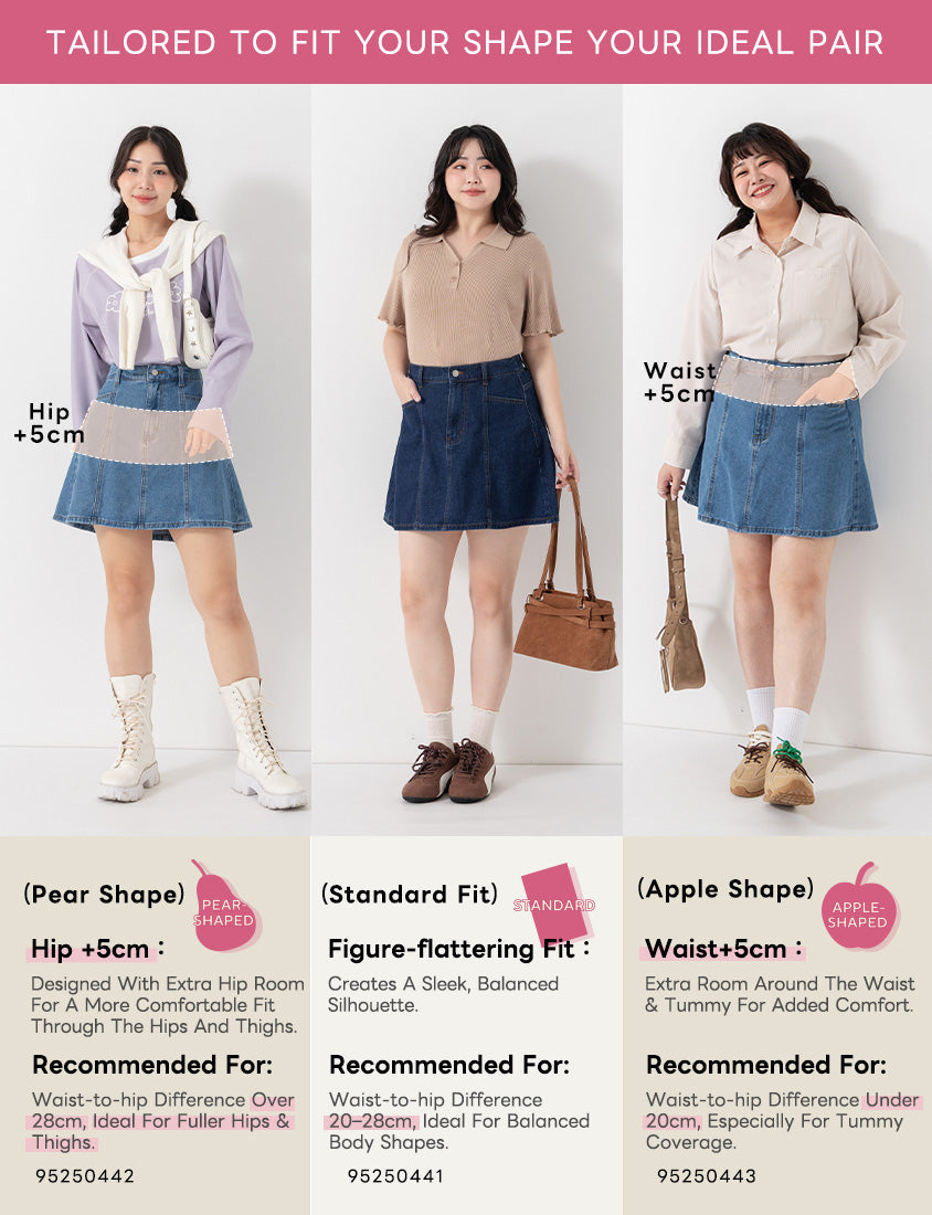 Standard Perfect Fit Seamed A-Line Denim Plus Size Mini Skirt