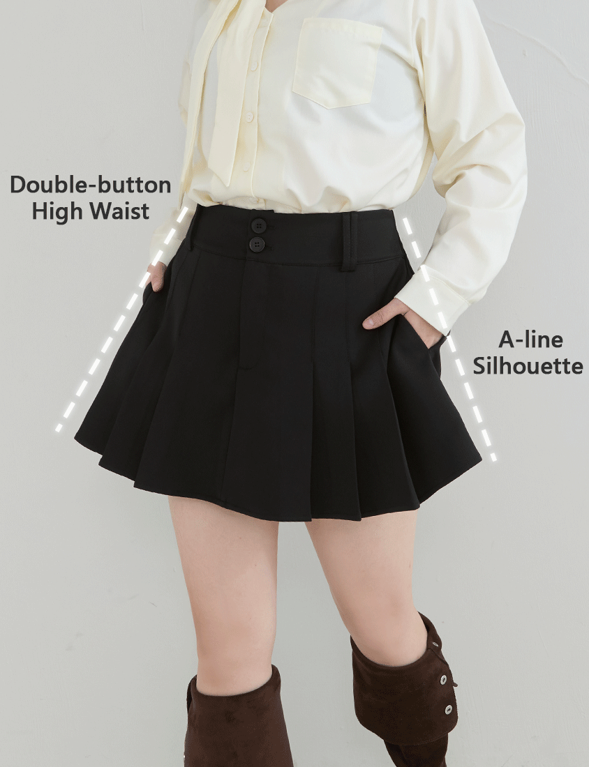 Slimming A-Line Pleated Plus Size Mini Skirt