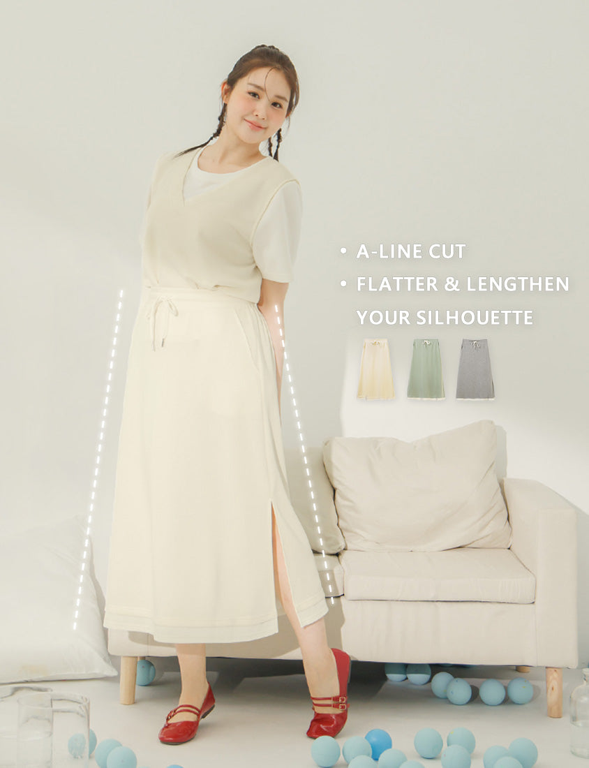 COOL PRO+ Space Cotton Panel Plus Size Maxi Skirt
