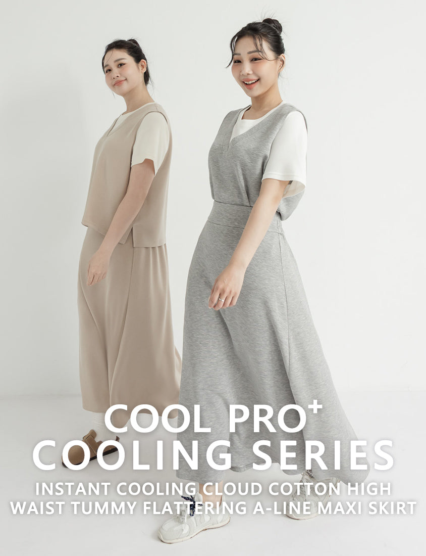 Instant Icy Cooling Cloud Cotton High Waist A-Line Plus Size Maxi Skirt
