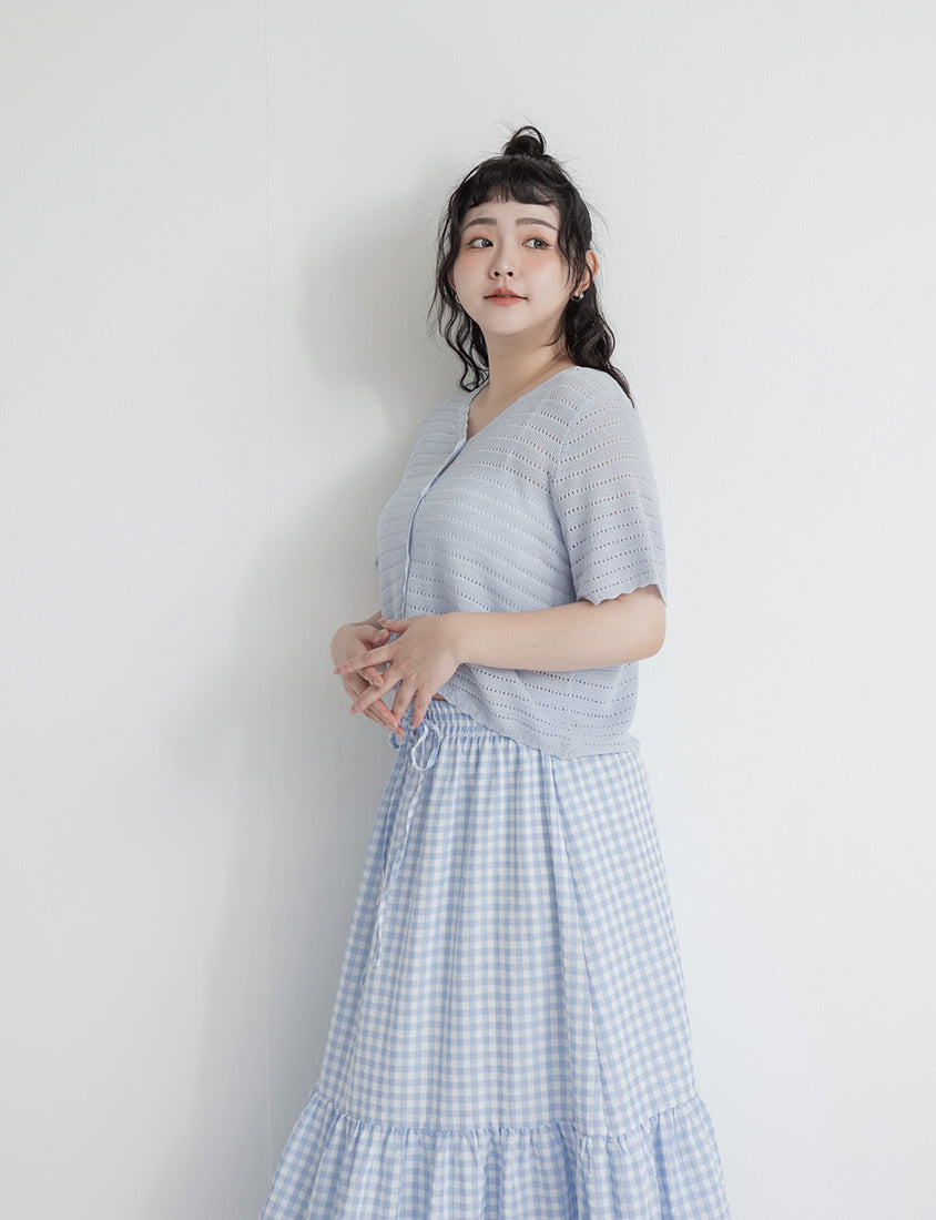 Tiered Ruffle Gingham Plus Size Maxi Skirt