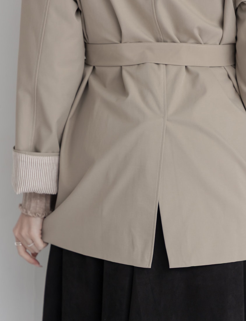 MISS.Korean Style Textured Mid-Length Plus Size Trench Coat (With Belt)
