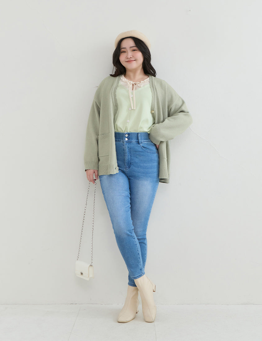 Romantic Ruffle Collar Faux Two Piece Plus Size Top