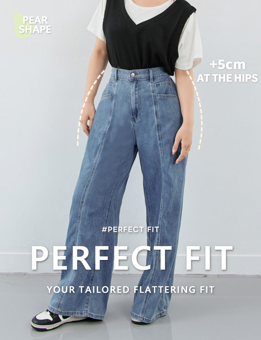 Pear-Shaped Friendly! Seamed Plus Size Wide Leg Jeans