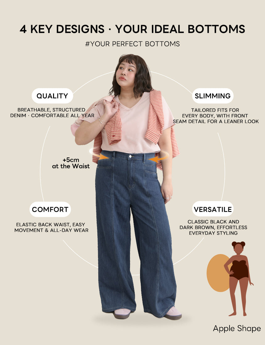 Apple-Shaped Friendly! Seamed Plus Size Wide Leg Jeans