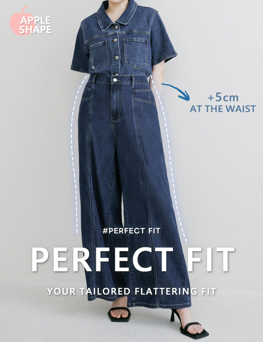 Apple-Shaped Friendly! Seamed Plus Size Wide Leg Jeans