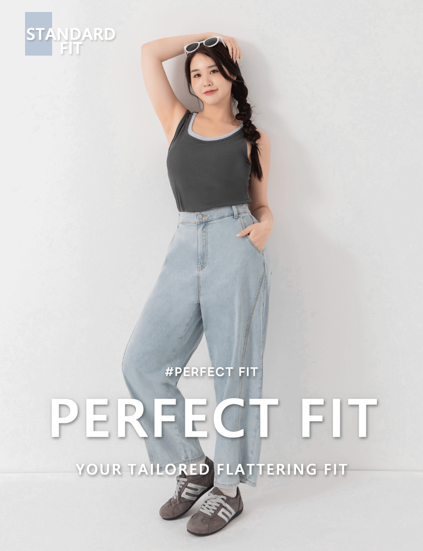 Standard Perfect Fit Plus Size Curved Leg Jeans